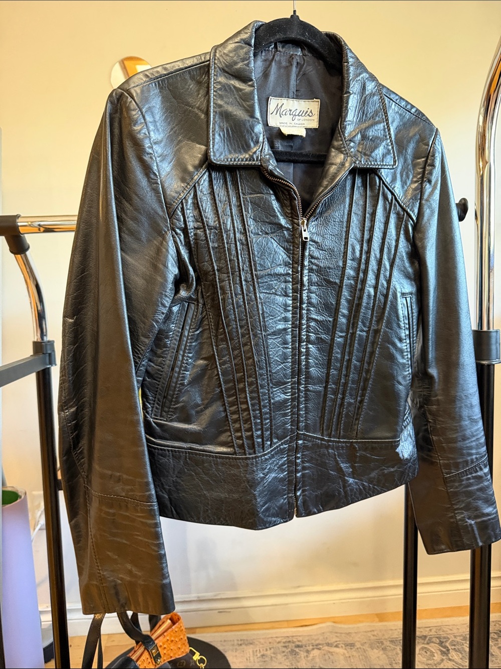 Marquise Black Leather Paneled Zip-Up Jacket - Picture 4 of 12